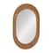 Hello Honey® 30" Natural Brown Oval Bamboo & Rattan Framed Wall Mirror